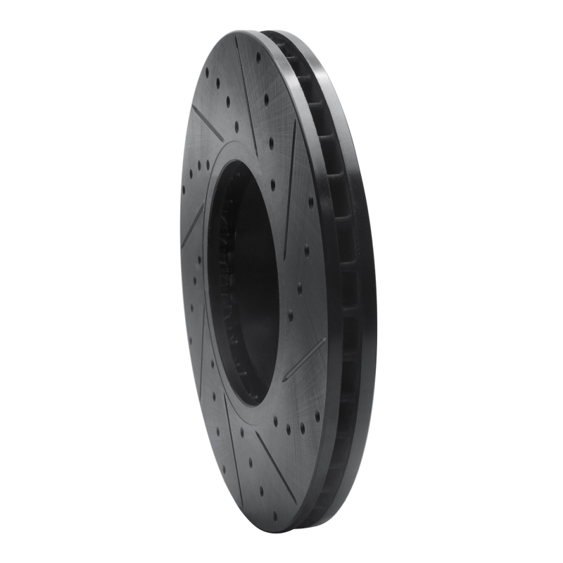 BMW X5 Brake Rotor (1) - Front Left - R1 Concepts - Drilled & Slotted - Black - `07-`18